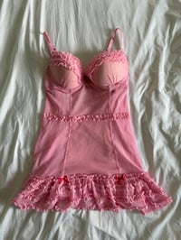Image 1 of Vintage Y2K pink and red detailing polka dot babydoll cami 