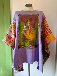 Image 2 of Upcycled “Pink Floyd/Art Deco” t-shirt kantha poncho