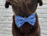 Image 6 of Handmade Valentine Dog Bow - Pink or Blue with Metallic Heart Vinyl Print