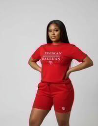 Image 2 of YB Red Mesh Blend Short Set