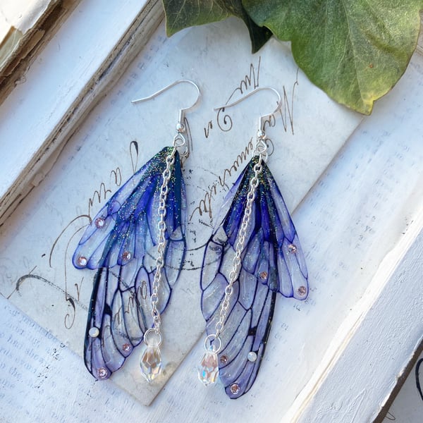 Image of Large Purple Natural Faerie Wing Earrings
