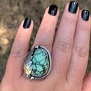 Image 2 of Handmade Sterling Silver Webby Variscite Ring w/Leaf