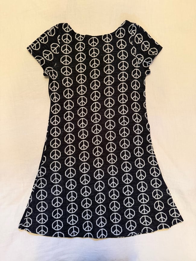 1967 Alvin Duskin knit rare PEACE dress vintage 60s