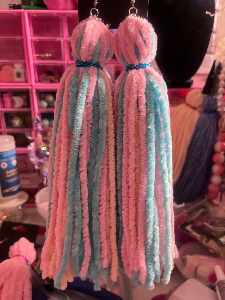 Image of Yarn tassel earrings