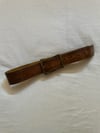 70s tooled leather abstract buckle belt 