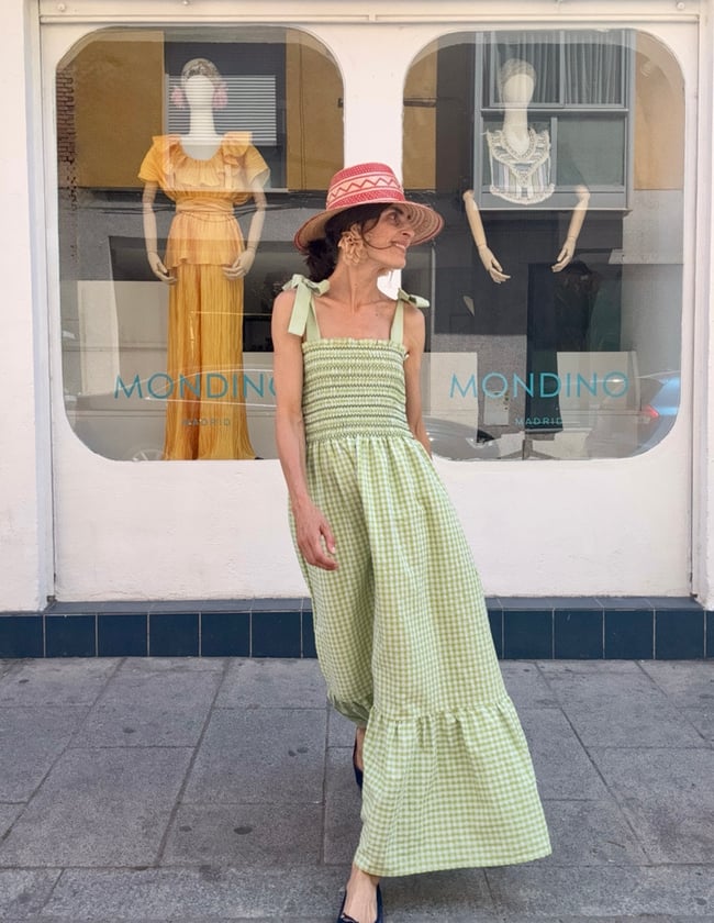 LIME VICHY SEERSUCKER LELÉ DRESS