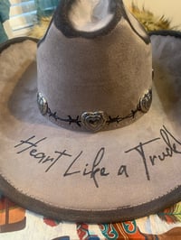Image 1 of "Heart Like a Truck" Hand-Burned Cattlemen Cowboy Hat