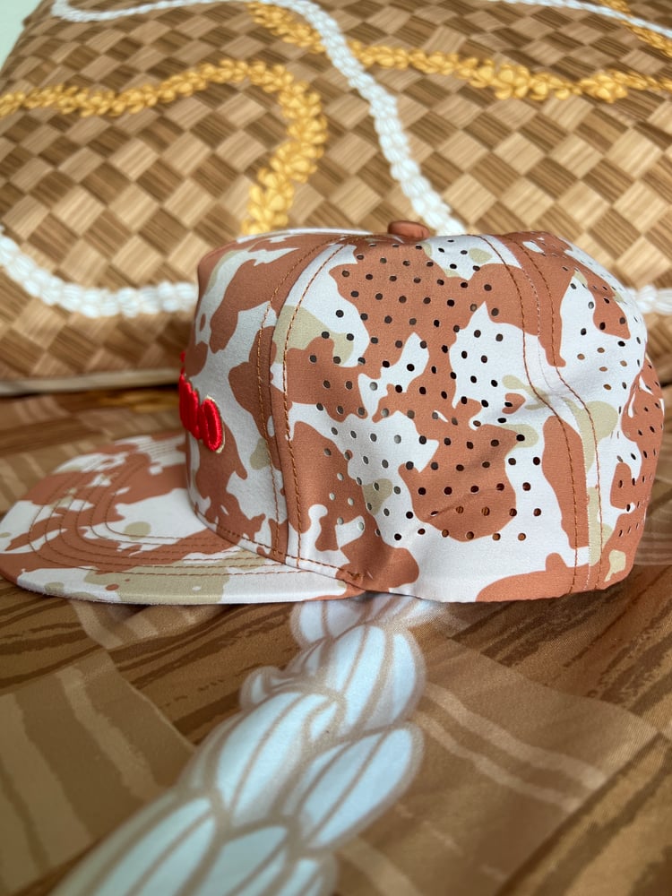 Image of WAIMĀNALO SnapBack hat (Desert Camo/Red)