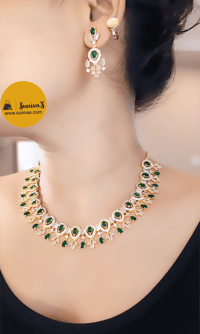 Image 1 of Bella Gold-Stunning AD Necklace Set with Earrings
