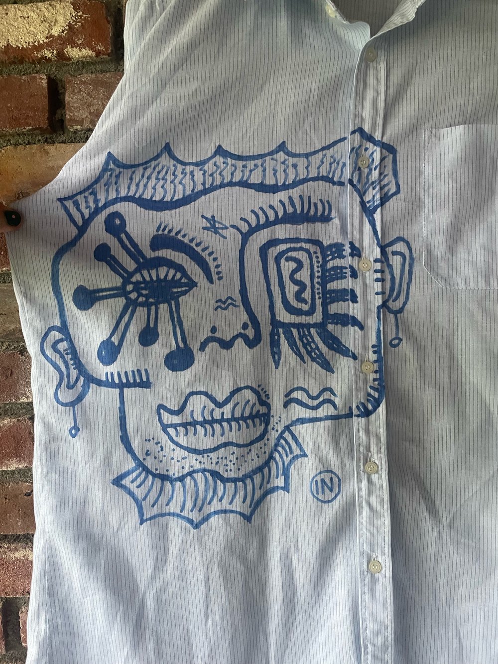 doodle artsy shirt blue