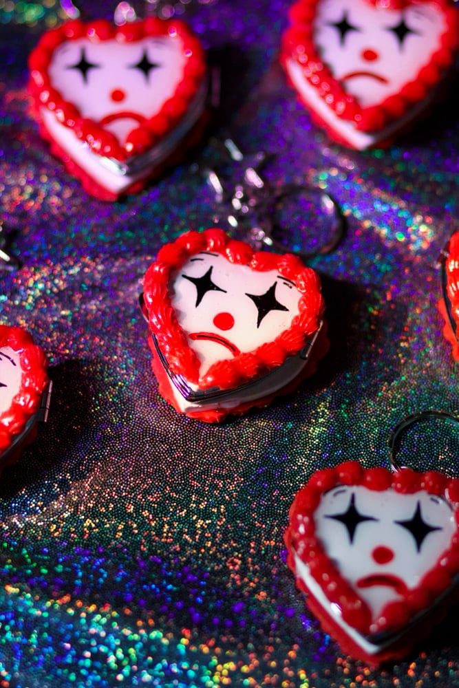 Image of Red Clown Cake Keychain Mirror