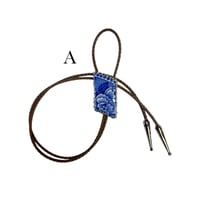 Image 2 of Blue Floral Porcelain Bolo Tie