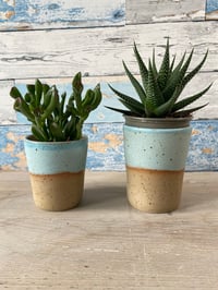 Image 4 of Set of 2 blue planter cups.
