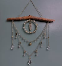 Image 2 of Driftwood suncatcher w/Amazonite and Angel Aura Quartz point 