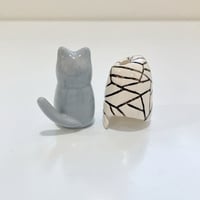 Image 6 of Glow in dark mummy gray cat ceramic figurine