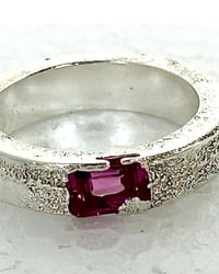 Image 2 of Sandcast Pink Sterling Sapphire Ring