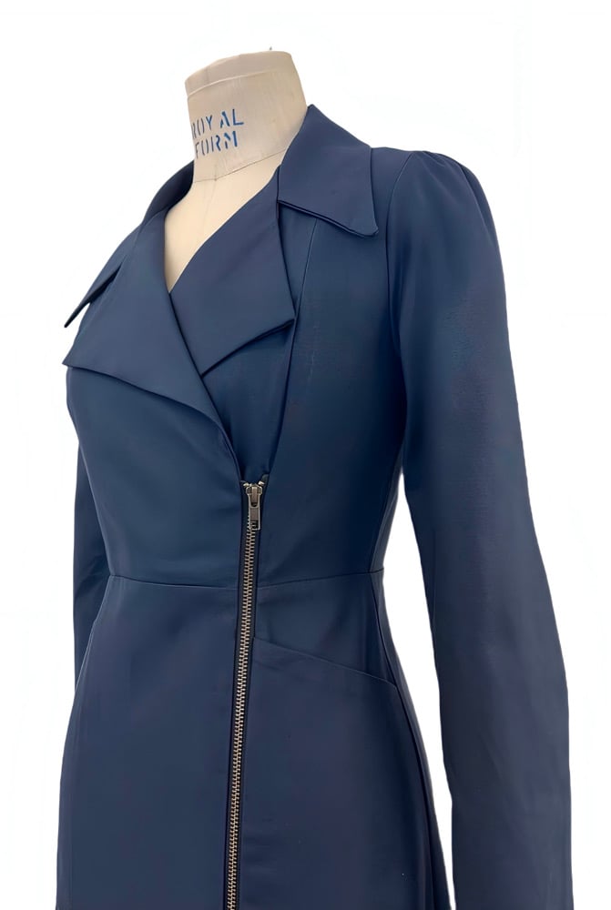 McClearon Jacket-Navy asymmetrical Zip Trench jacket/Dress, Modern