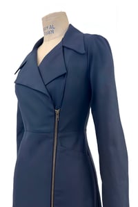 Image 4 of  McClearon Jacket-Navy asymmetrical Zip Trench jacket/Dress,  Modern Goth  with a Twist 