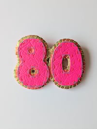 Image 3 of Neon Pink 80 Birthday Brooch 