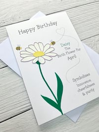 Image 5 of Handmade April Daisy Birth Flower Card - Elegant Birthday Card for April Birthdays