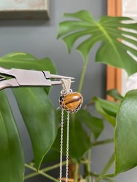 Image 3 of Silver Tigers Eye Heart Crystal Necklace