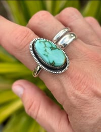 Image 1 of Royston Turquoise Stamped Border Ring 
