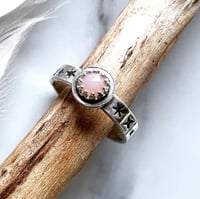 Image 3 of Handmade Steing Silver Celestial Starry Pink Opal Ring 925