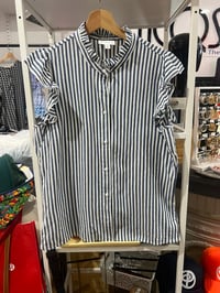 Image 1 of stripe ruffle sleeve top