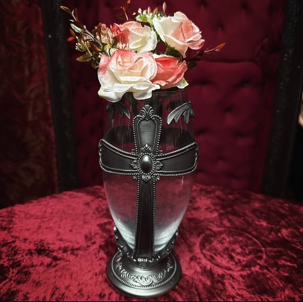 Image of Vintage Cross Funeral Church Vase