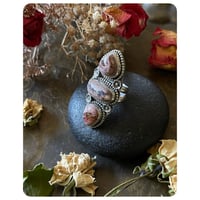Image 2 of The Ishtar Bloom Ring - Triple Stack Mexican Cantera Opals and Sterling Silver