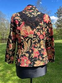 Image 2 of Large Black Floral Denim Blazer