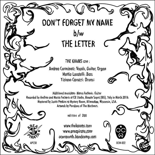 The Kaams – Don't Forget My Name 7”