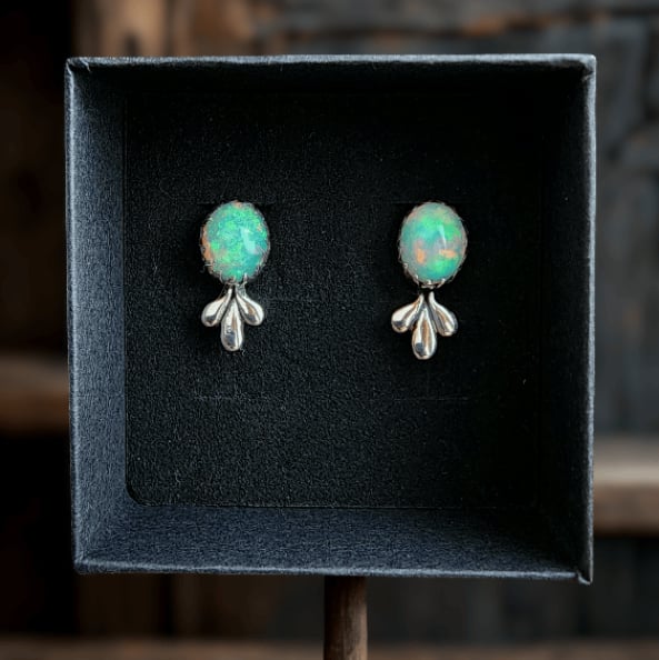 Image of Wisps Opal Earrings in Sterling Silver