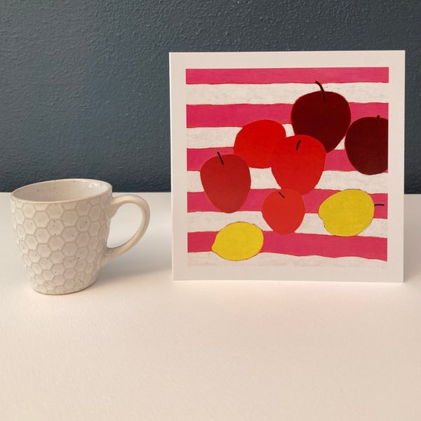 Image of Big Pink Stripes, Apples and Lemon card