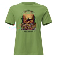Image 4 of Women's Relaxed T-Shirt, Wildflowers, Wild Horses Western Graphic T-Shirt – Horse & Floral Tee