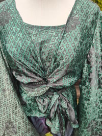 Image 21 of Kimono and cami top Set-dark green and black grey