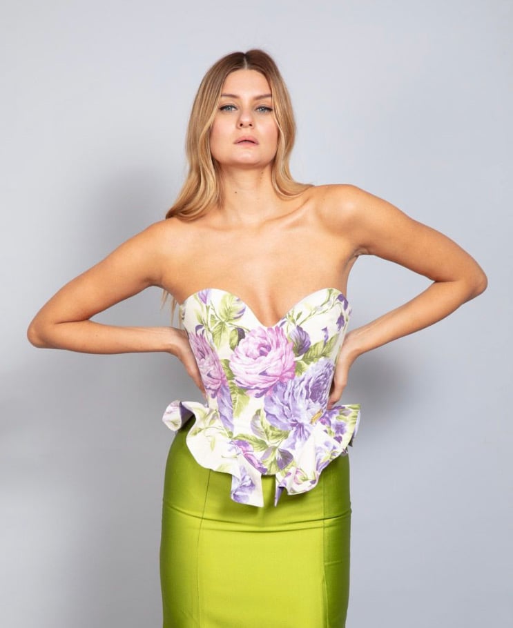 Image of CORSET SIN CIERRE FLORES LILAS