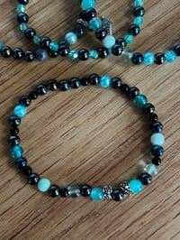 Image 7 of Teal and Black Midnight Glitz Tumbler Bracelet Stack