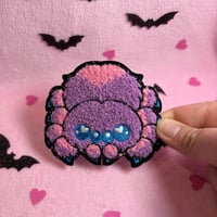 Image 1 of Fuzzy Purple Tarantula  - 3.5 Inch - Embroidered, Iron-On Patch