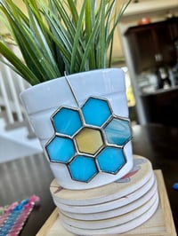 Image 4 of Mini Stained-Glass Planter Hangers - Mini Hexagon Flower Plant Decoration