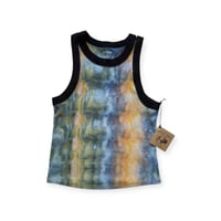 Image 1 of M Ladies Fitted Knit Contrast Tank in Cool Watercolor Dye