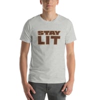 Image 3 of STAY LIT BROWN/CREAM Short-Sleeve Unisex T-Shirt