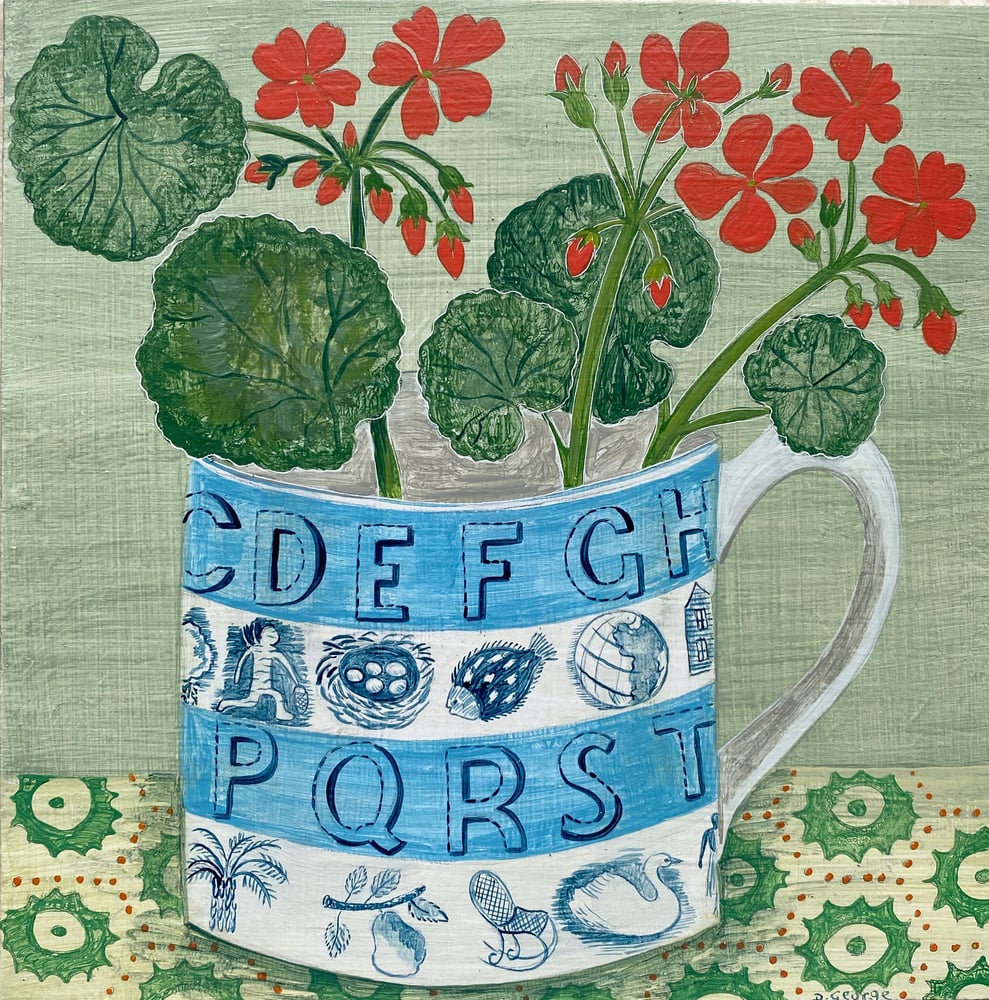 Image of Alphabet cup and Geraniums Giclee print 