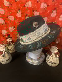 Image 3 of "Jingle All The Way" Hand-Burned Narrow Brim Christmas Hat