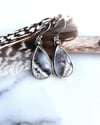 Handmade Sterling Silver Dentritic Agate Dangly Teardrop Earrings 925