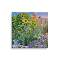Image 1 of Rainbow Cottage Garden - 12” X 12” Canvas Print