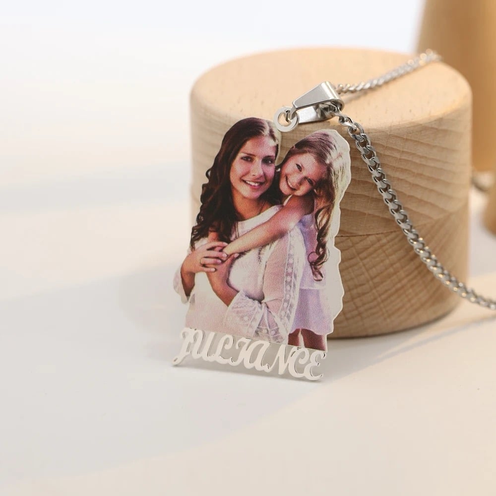 Image of Custom photo pendant with name