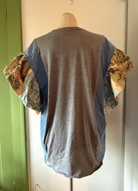 Image 4 of Upcycled “Tom Petty/Full Moon Fever” kantha butterfly sleeve top