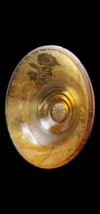 Image 3 of Amber Pedestal Dish with Rose design