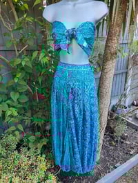 Image 1 of Milan hareem trousers with matching head scarf turquoise and jade